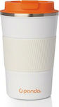Panda Glas Thermosflasche Rostfreier Stahl BPA-frei Weiß 350ml mit Mundstück