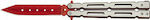 Martinez Albainox Butterfly Knife Red with Blade made of Steel in Sheath