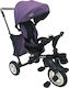 Rubber Tires Kids Tricycle Convertible, With Storage Basket, Sunshade & Push Handle for 1-5 Years Purple