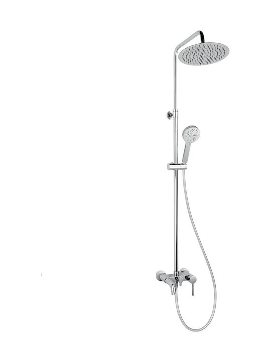 Ferro Fiesta Adjustable Shower Column with Mixer 107,6 - 170cm Silver