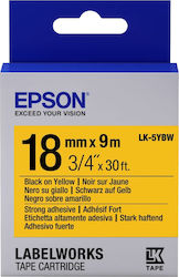 Epson LK-5YBW Ταινία Ετικετογράφου 9m x 18mm σε Κίτρινο Χρώμα