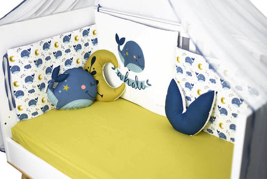 Bebe Stars Декоративни Възглавници за Люлка Whale Син 3бр Bebe Stars Декоративни Възглавници за Люлка Whale Син 3бр