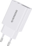Riversong Ladegerät ohne Kabel mit 2 USB-A Anschlüsse Weißs (SafeKub D2)