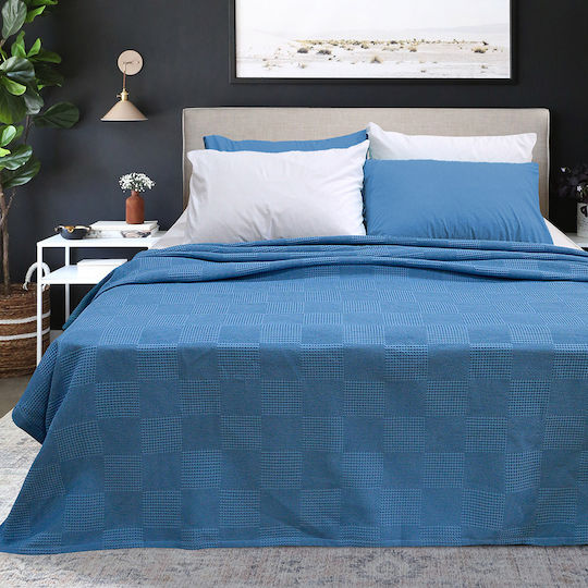 Lino Home Farbe Kube Piqué Einzeln 170x240cm Petrol