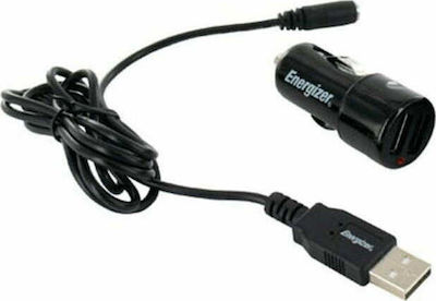 Energizer Φορτιστής Αυτοκινήτου Μαύρος με Θύρες: 2xUSB μαζί με Καλώδιο mini-USB