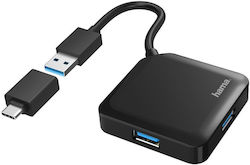 HAMA USB Hub 4 Θυρών (USB-A / USB-C) 00200116