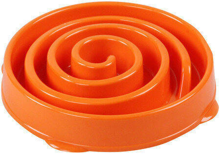 Pawise Swirl Small Kunststoff Schalen Futter Langsame Fütterung für Hund & Katze auf Basis von 19cm in Orange Farbe