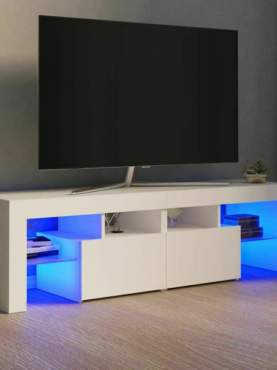 TV Stand with LED Lighting White M140xD35xH40cm