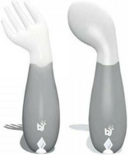 Baby Jem Baby Set with Fork made of Plastic White 2pcs