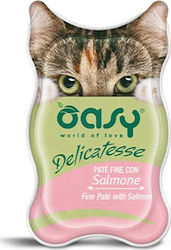 Oasy Delicatesse Pate Adult Nasses Katzenfutter für Katze in Dose mit Lachs 85gr