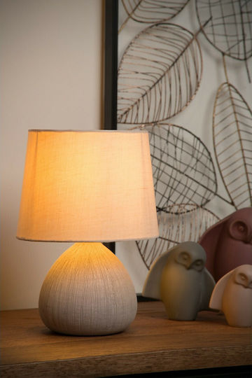 Lucide Lightning Ramzi Ceramică Lampă de masă pentru Soclu E27 cu Abajur Alb și Bază Lucide Lightning Ramzi Ceramică Lampă de masă pentru Soclu E27 cu Abajur Alb și Bază