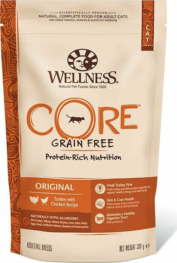 Wellness Core Original Grain Free Ξηρά Τροφή χωρίς Σιτηρά & Γλουτένη για Ενήλικες Γάτες με Γαλοπούλα / Κοτόπουλο 0.3kg