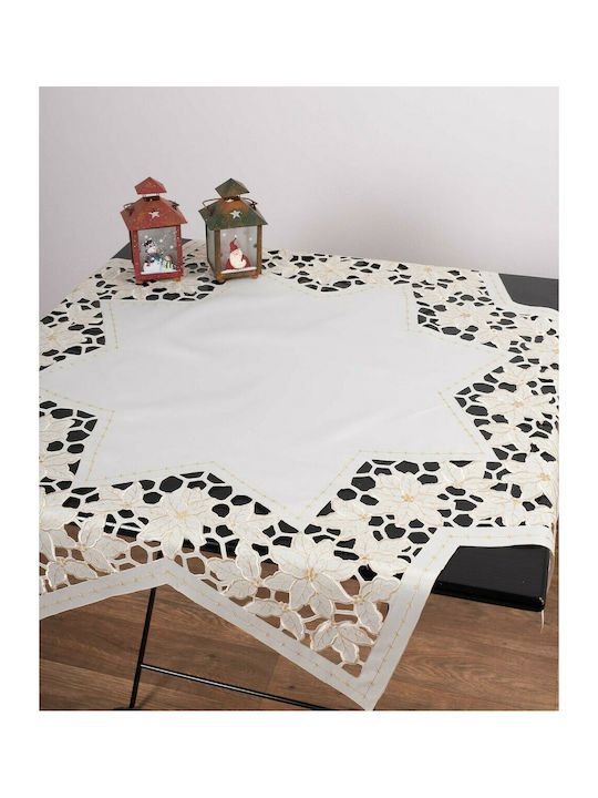 Silk Fashion Y21 Weihnachtlich Tischtuch Stoff Weiß L140xB140cm.