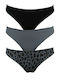 Βαμβακερά Γυναικεία String 3Pack Black/Graphite/Grey Animal Print