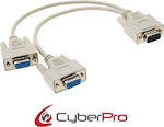 CyberPro Μετατροπέας VGA male σε VGA 2x female Λευκό (CP-VSP2)