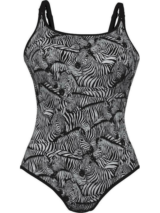 Anita M1 6253 Carini Zebra Full Body Swimsuit with B Cup White and Black