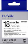 Epson LK-5WBW Ταινία Ετικετογράφου 9m x 18mm σε Μαύρο Χρώμα