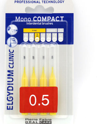 Elgydium Clinic Mono Compact Μεσοδόντια Βουρτσάκια 0.5mm Κίτρινα 4τμχ