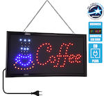 GloboStar Coffee Πινακίδα LED με Κίνηση Μονής Όψης 48x25cm Κόκκινο / Μπλε