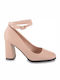 Famous Shoes Beige High Heels with Strap