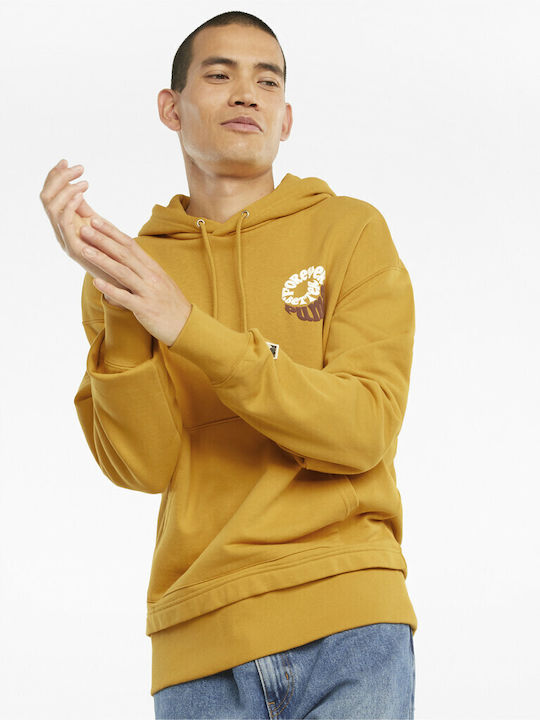 PUMA Downtown Graphic Men's Sweatshirt Yellow with Hood