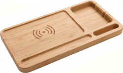 XD Collection Ασύρματος Φορτιστής (Qi Pad) και Καλώδιο micro USB Καφέ (Bamboo Desk Organiser)