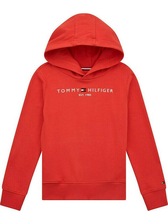Tommy Hilfiger Kinder Sweatshirt mit Kapuze und Taschen Rot Essential