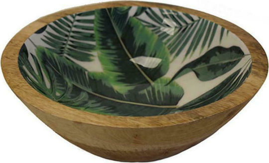 Atmosphera Wooden Salad Bowl Green 20x20x6.5cm