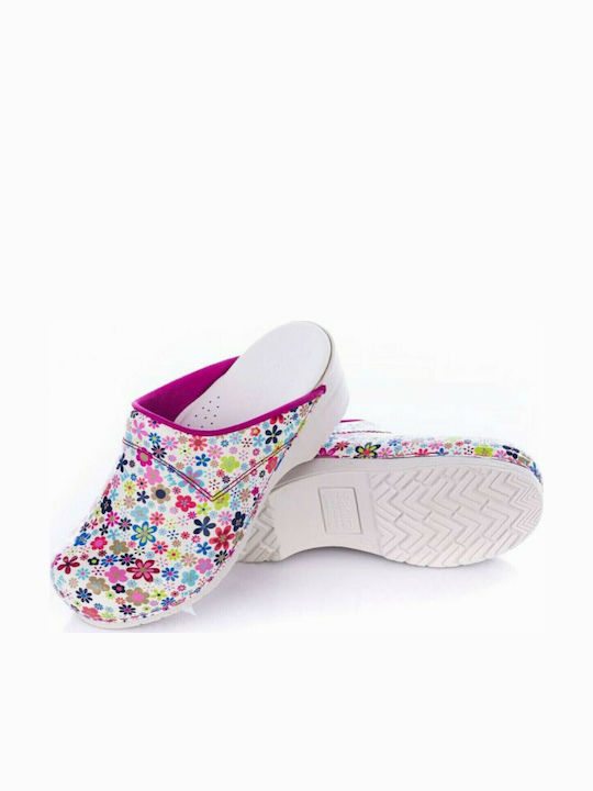 Sanita San Flex Little Flower Damen Leder Anatomisch Clogs