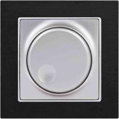 Mutlusan Elitra Plus Vertieft Dimmerschalter mit Rahmen Klassisch Rotierend 600W in Brauner Farbe