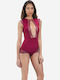Bodysuit pentru femei cu dantelă Burgundy