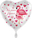 Μπαλόνι Foil Καρδιά Να μας ζήσει Flamingo Ροζ 46εκ.