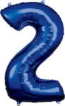 Balloon Foil Jumbo Number 2 Blue 86cm