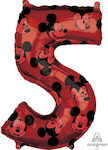 Μπαλόνι Foil Αριθμός 5 Mickey Mouse Forever Κόκκινο 66εκ.