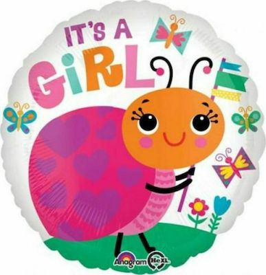 Balloon Foil Girl Birth Round Multicolour 45cm