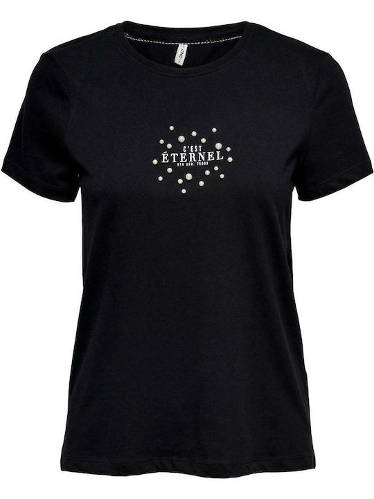 Only Γυναικείο T-shirt Μαύρο με Στάμπα