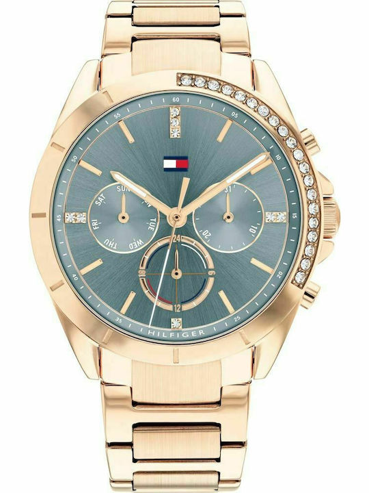 Tommy Hilfiger Kennedy Women's Watch Chronograph with Pink Gold Metal Bracelet