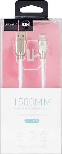 QIHANG C3420 Редовна USB-A към Lightning кабел Бял 1.5м