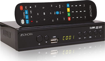 Sonora DVB-T2 H265 Digital Set-Top Box + 2IN1 Remote Ψηφιακός Δέκτης Mpeg-4 Full HD (1080p) με Λειτουργία PVR (Εγγραφή σε USB) Σύνδεσεις SCART / HDMI / USB