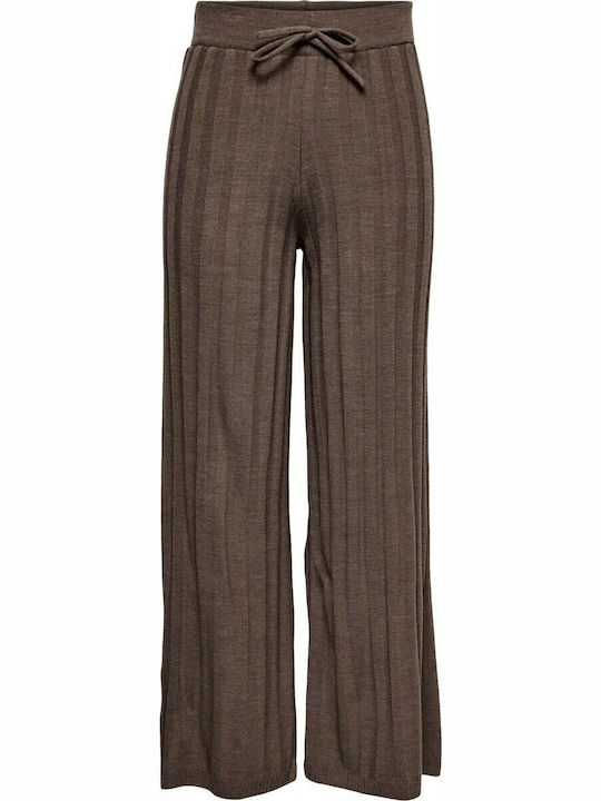 Femei Talie înaltă Din material textil Pantaloni cu elastic cu Croială Slim Cu dungi Castan Mel