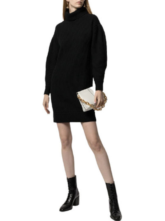 Armani Exchange All Day Long Sleeve Mini Dress with Turtleneck Black