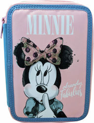 Gim Fabric Prefilled Pencil Case Minnie Fabulous with 2 Compartments Pink