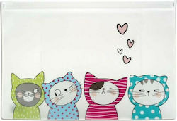 M&G So Many Cats Transparent File Folder with Zipper for A5 Sheets