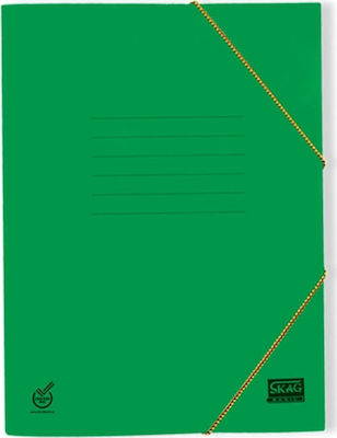 Skag Folder Prespan with Rubber Band and Ears for Paper A4 Green Basic 263702