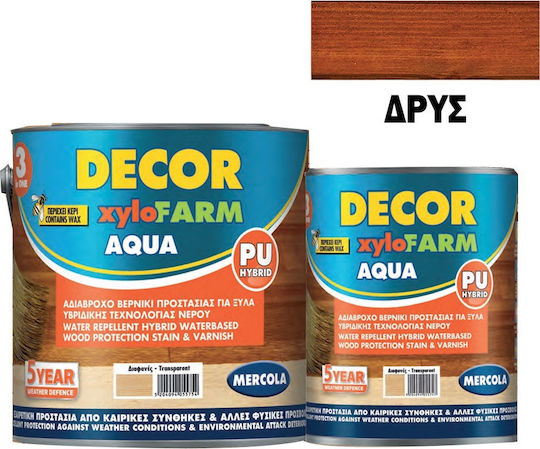 Mercola Decor Xylofarm Aqua Βερνίκι Εμποτισμού Πολυουρεθάνης Νερού Δρυς Ματ 2.5lt