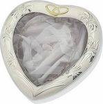 Prince Silvero Tabletop Heart Shaped Wedding Crown Case Silver/White 27x23cm