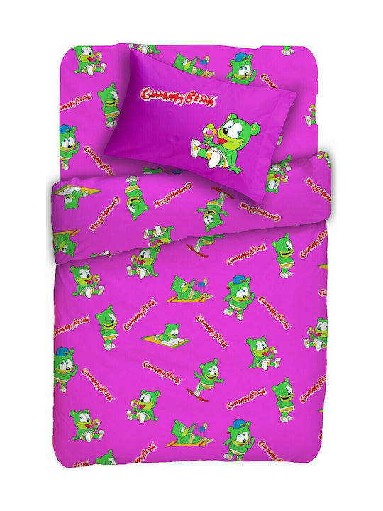 Viopros Gummy Bear Holliday Σετ Παιδική Παπλωματοθήκη Μονή με Μαξιλαροθήκη Βαμβακερή Fuchsia 160x240εκ.