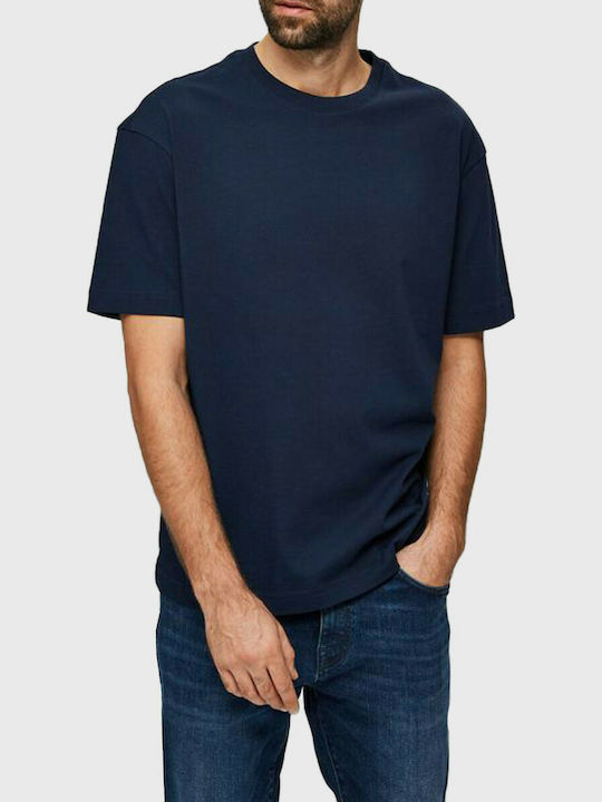 Selected Ανδρικό T-shirt Navy Μπλε Μονόχρωμο