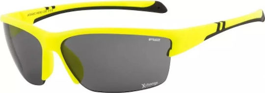 R2 Cycling Glasses Hero with Yellow Frame & Dark Lenses