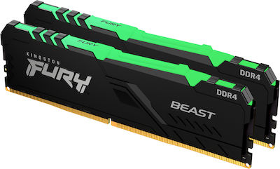 Kingston Fury Beast RGB 32GB DDR4 RAM με 2 Modules (2x16GB) και Ταχύτητα 2666 για Desktop